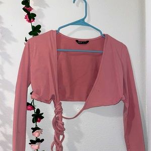 Cross cross tie pink shirt